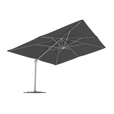 Parasol déporté rectangulaire, 4x3 m, Gris
