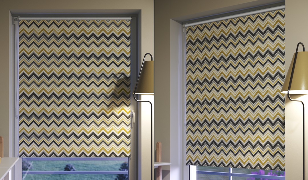 Store enrouleur à motifs jaune gris