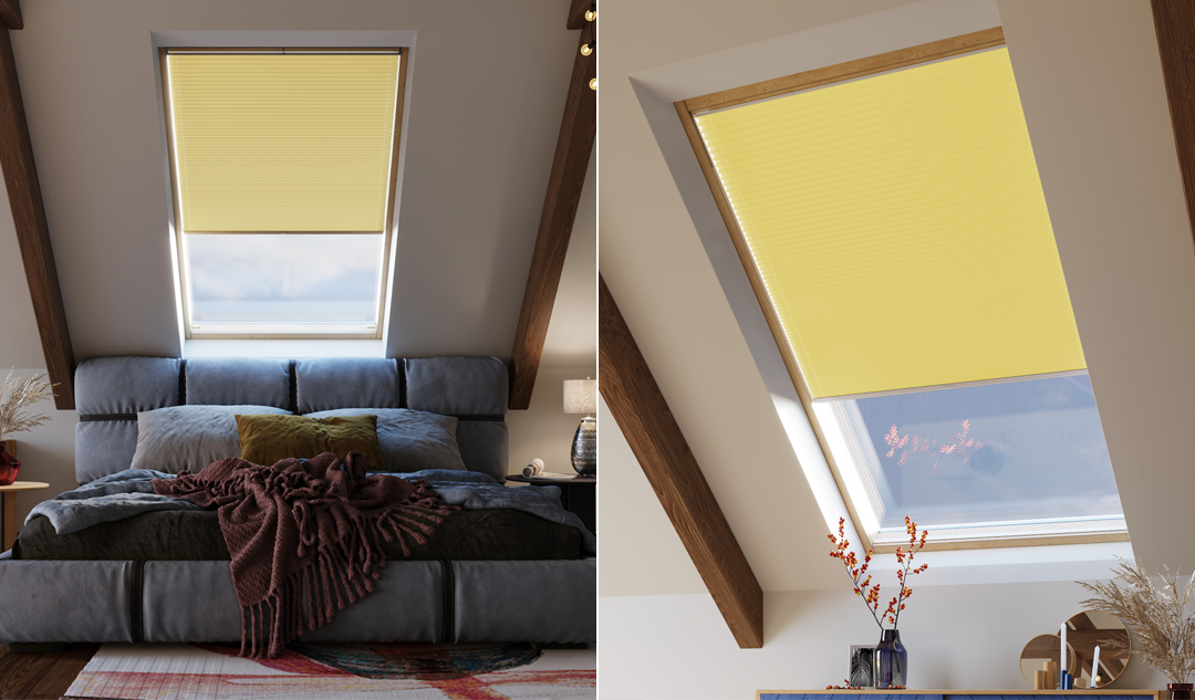 Store pour fenêtre de toit plissé jaune pour un effet bonne humeur instantané