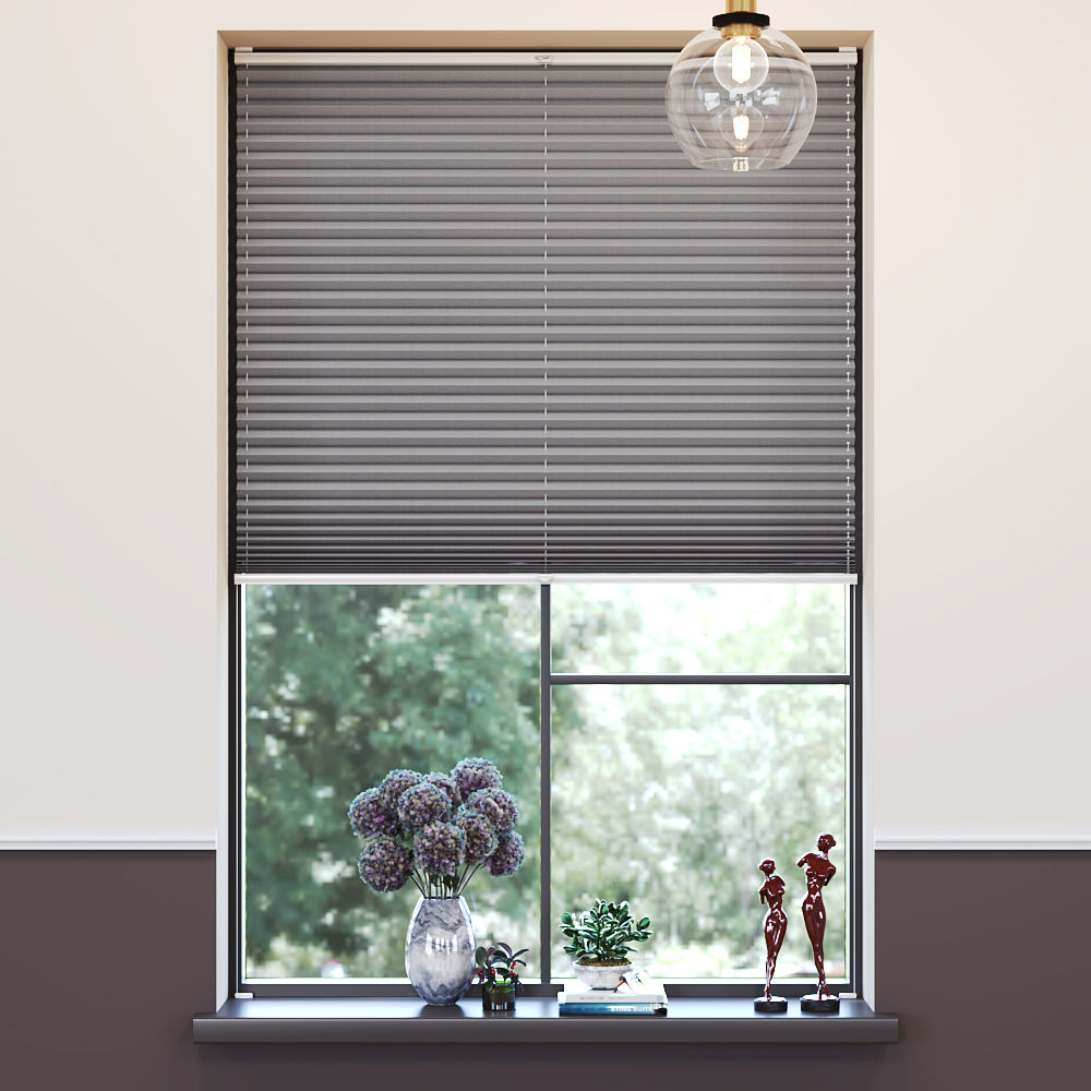 Store plissé occultant, Sur mesure, Premium, Lily Gris clair