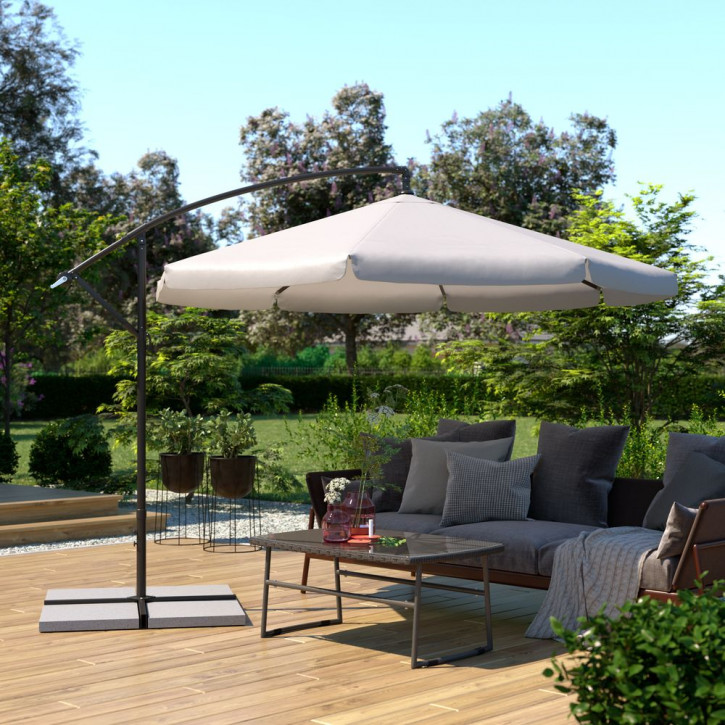 Parasol déporté rond avec housse de protection 3 m
