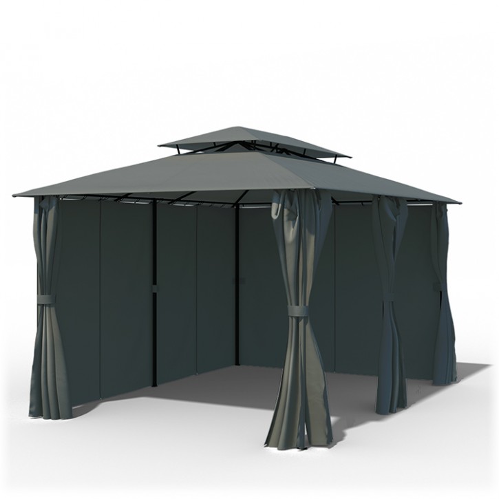 Structure de tonnelle avec toit et rideaux Comfort, 3x4 m