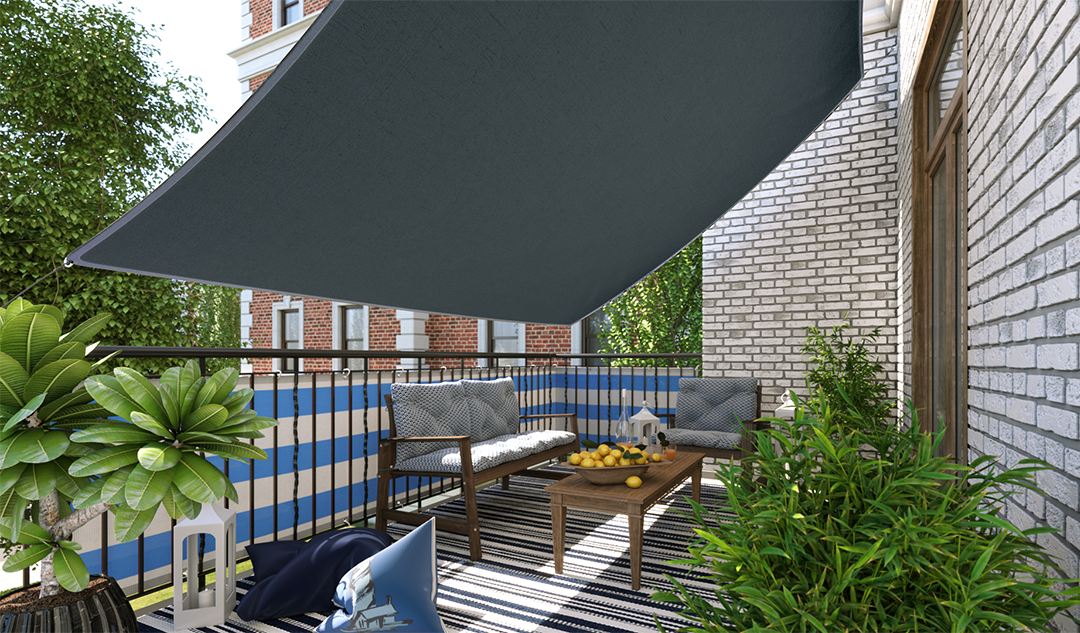 Brise-vue et voile d'ombrage sur un balcon