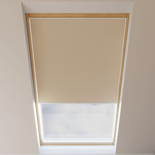 Store plissé pour fenêtre de toit, nid d'abeille, sur mesure, Piano Camel