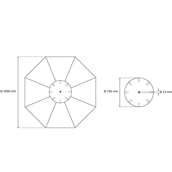 Dimensions toile de parasol interpara 3.5 mRideau transparent
