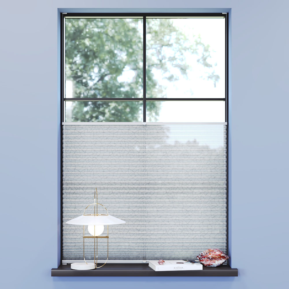 Store plissé voile, Sur mesure, Premium, Juliette Blanc-Gris 