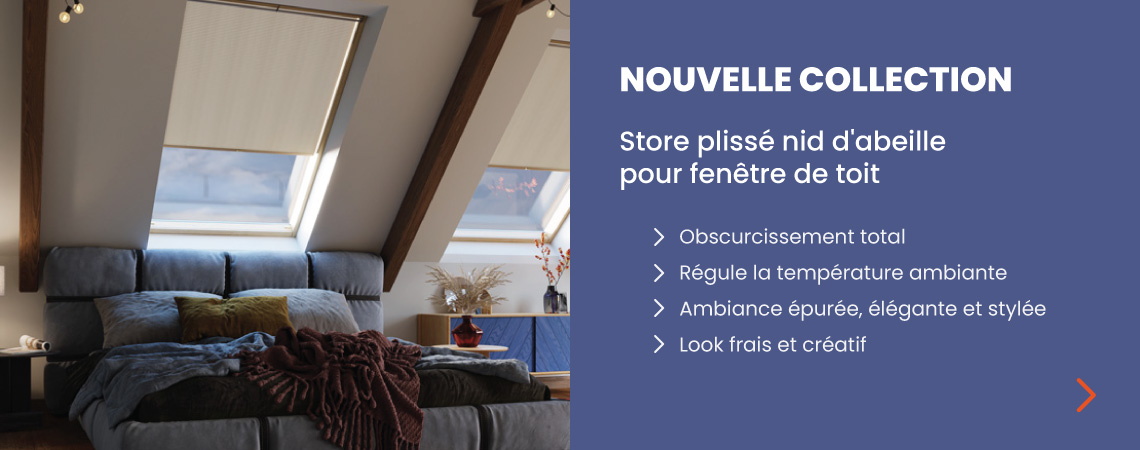 Store plissé nid d'abeille pour fenêtre de toit