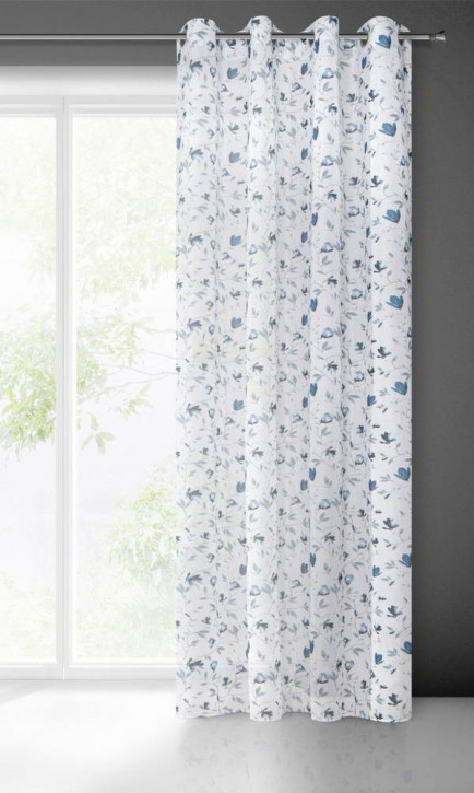 Rideau motifs végétaux à oeillets, Prêt-à-poser