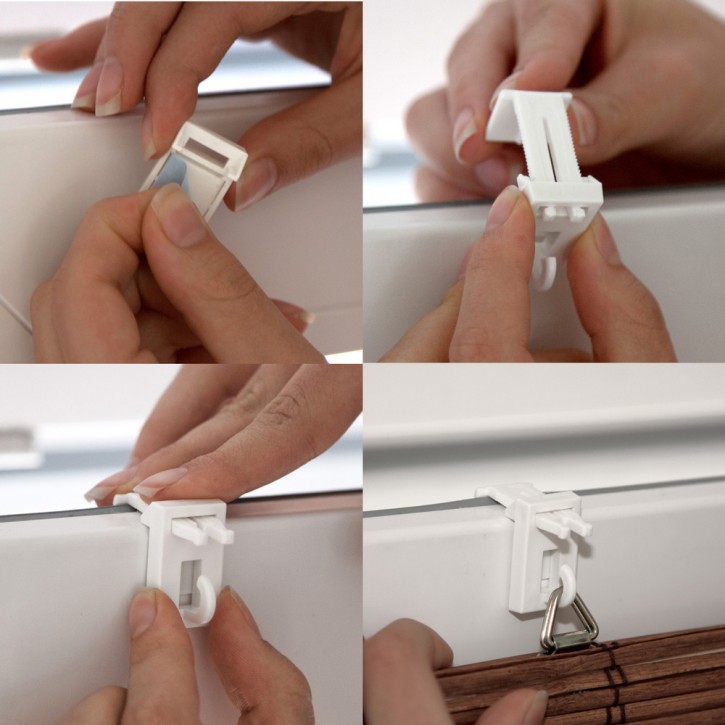 Clips Easyfit pour les stores en bambou, blancs, 2 pièces