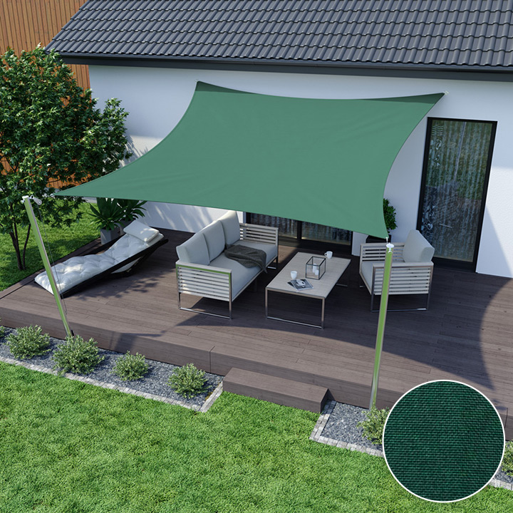 Voile d'ombrage carrée, imperméable, Vert