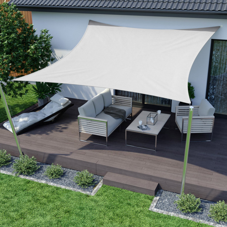  Voile d'ombrage carrée, imperméable, Blanc crème
