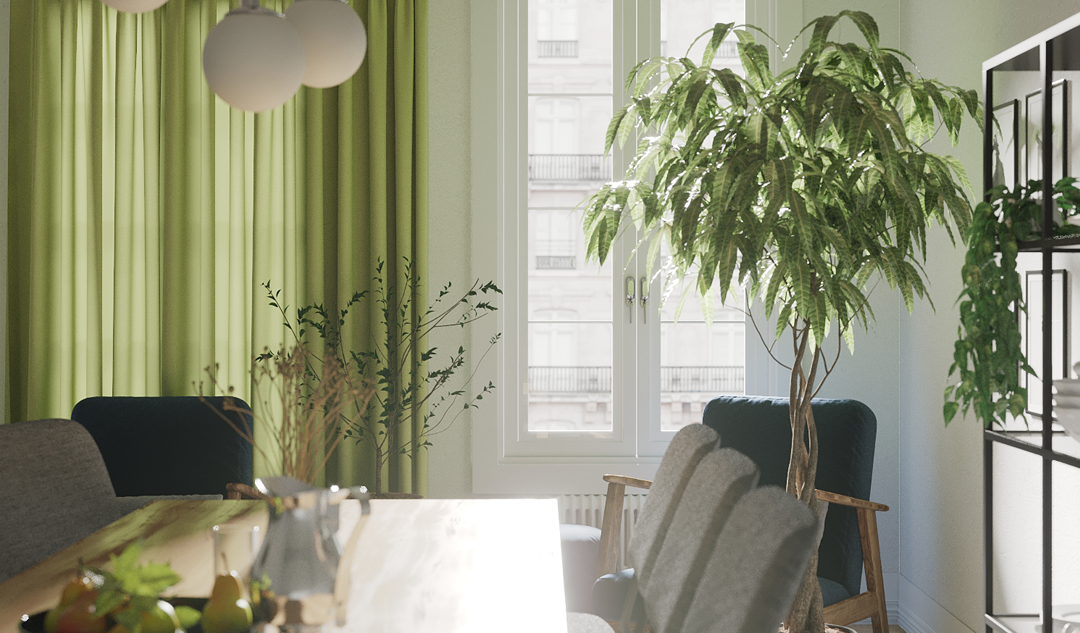 Rideaux verts pour un joli coup de frais dans votre espace