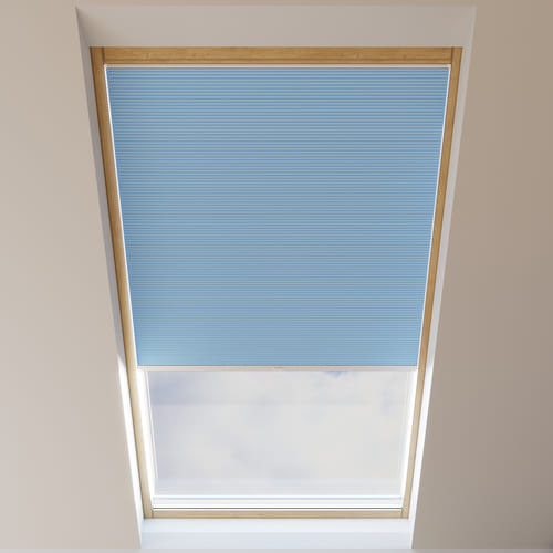 Store plissé pour fenêtre de toit, nid d'abeille, sur mesure, Piano Bleu pâle
