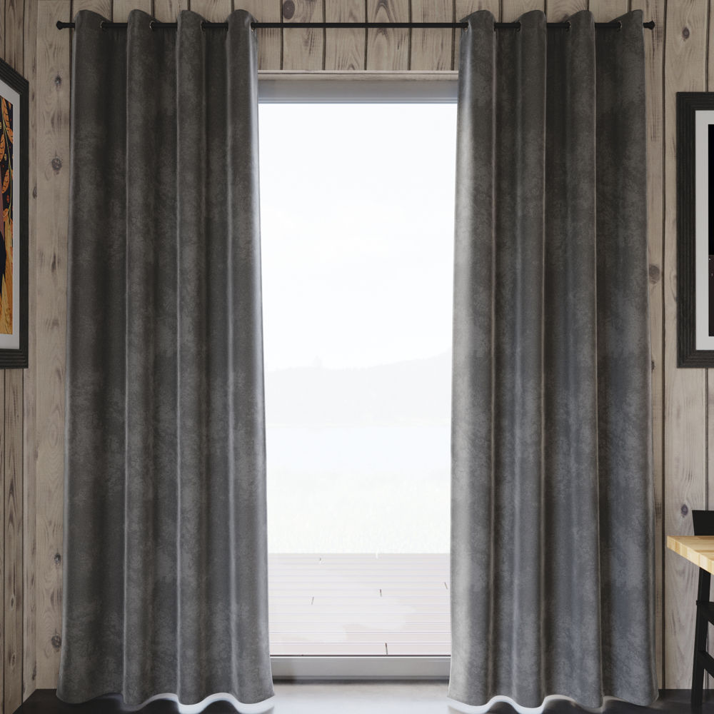Rideau tamisant uni à oeillets, Prêt-à-poser, Gris graphite 